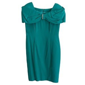 NWT Vintage Jessica Howard Formal Sheath Dress. Jade Green with Rhinestones.